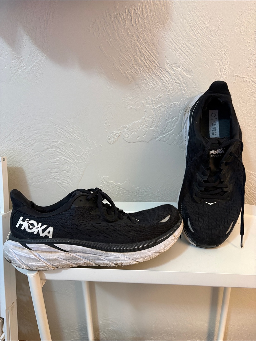 Hoka Men's Black and White Road Running Shoes